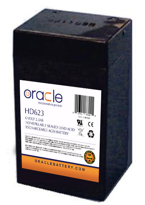 Oracle 6V 2.3Ah Sealed Lead Acid AGM Battery Heavy Duty Multi-Purpose Series (HD623)