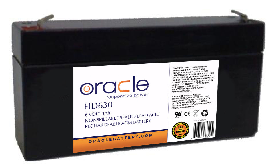 Oracle 6V 3Ah Sealed Lead Acid AGM Battery Heavy Duty Multi-Purpose Series (HD630)