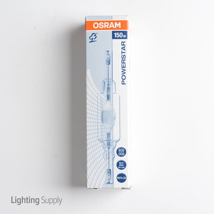 Osram 150W Double Ended T7 Pulse Start Metal Halide 3000K Recessed Single Contact RX7S Base Clear Bulb M81/E (HQI-TS150W/WDL)