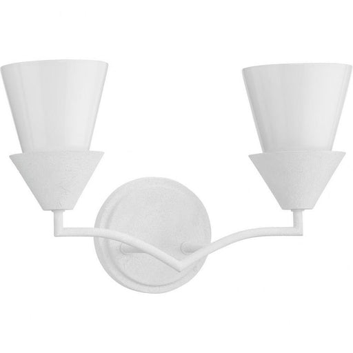 Progress Lighting Pinellas Collection 2-Light Bath /Vanity Light White Plaster Finish Opal Glass (P300496-197)