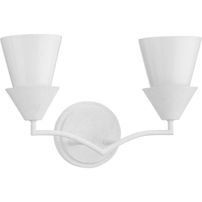 Progress Lighting Pinellas Collection 2-Light Bath /Vanity Light White Plaster Finish Opal Glass (P300496-197)