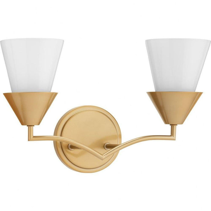 Progress Lighting Pinellas Collection 2-Light Bath /Vanity Light Soft Gold Finish Opal Glass (P300496-205)