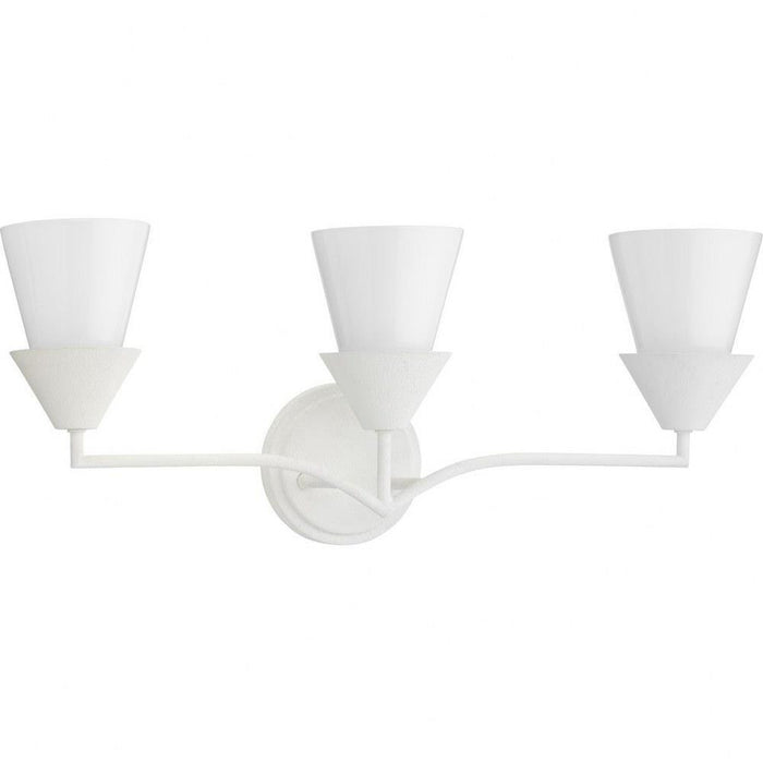 Progress Lighting Pinellas Collection 3-Light Bath /Vanity Light White Plaster Finish Opal Glass (P300497-197)