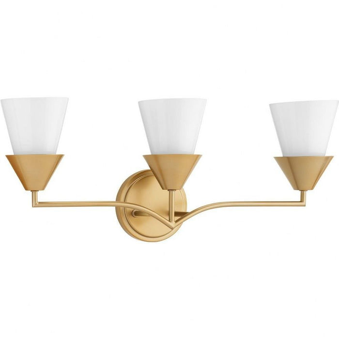 Progress Lighting Pinellas Collection 3-Light Bath /Vanity Light Soft Gold Finish Opal Glass (P300497-205)