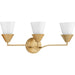 Progress Lighting Pinellas Collection 3-Light Bath /Vanity Light Soft Gold Finish Opal Glass (P300497-205)