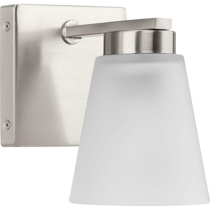 Progress Lighting Tanner Collection 1-Light Bath /Vanity Light Brushed Nickel Finish Etched Glass (P300499-009)