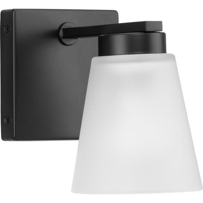 Progress Lighting Tanner Collection 1-Light Bath /Vanity Light Matte Black Finish Etched Glass (P300499-31M)