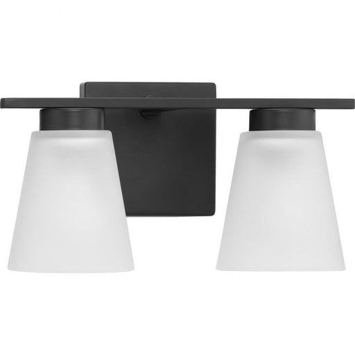 Progress Lighting Tanner Collection 2-Light Bath /Vanity Light Matte Black Finish Etched Glass (P300500-31M)
