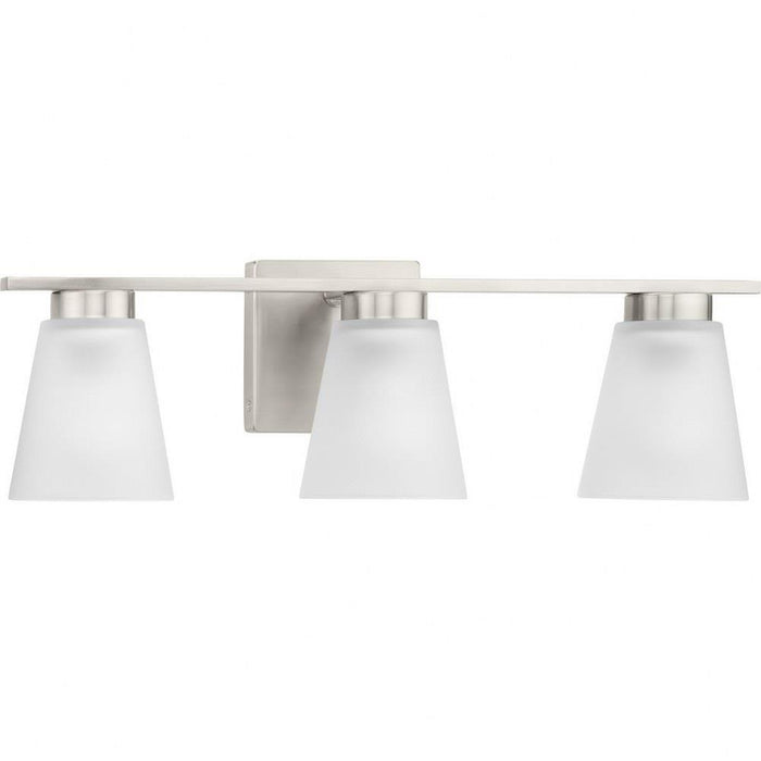 Progress Lighting Tanner Collection 3-Light Bath /Vanity Light Brushed Nickel Finish Etched Glass (P300501-009)