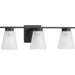 Progress Lighting Tanner Collection 3-Light Bath /Vanity Light Matte Black Finish Etched Glass (P300501-31M)