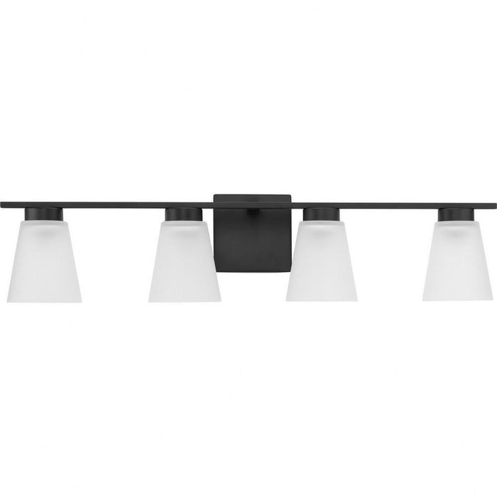 Progress Lighting Tanner Collection 4-Light Bath /Vanity Light Matte Black Finish Etched Glass (P300502-31M)
