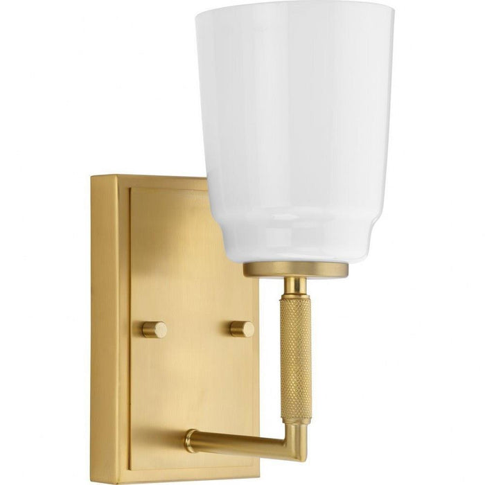 Progress Lighting Spenser Collection 1-Light Bath /Vanity Light Brushed Gold Finish Opal Glass (P300503-191)