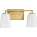 Progress Lighting Spenser Collection 2-Light Bath /Vanity Light Brushed Gold Finish Opal Glass (P300504-191)