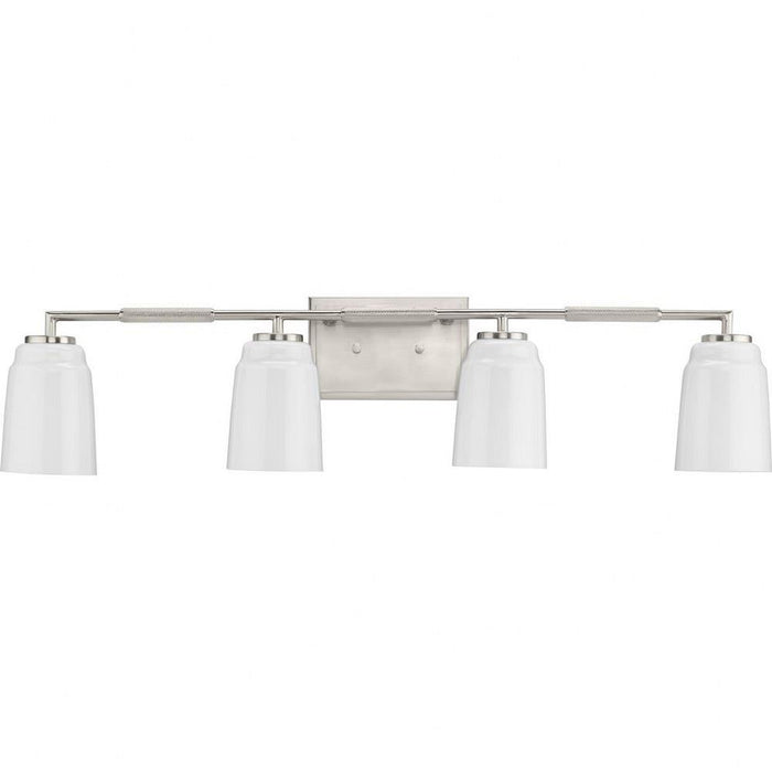 Progress Lighting Spenser Collection 4-Light Bath /Vanity Light Brushed Nickel Finish Opal Glass (P300506-009)