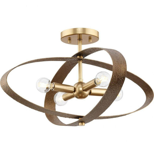 Progress Lighting Allegheny Collection 4-Light Semi-Flush Mount Fixture Soft Gold Finish (P350280-205)
