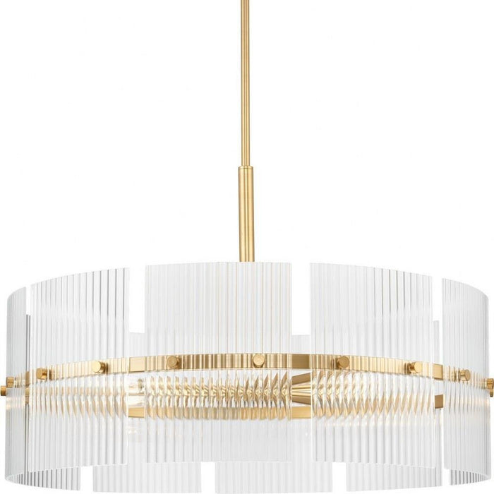 Progress Lighting Seville Collection 6-Light Chandelier Soft Gold Finish Clear Ribbed Glass (P400389-205)
