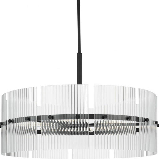 Progress Lighting Seville Collection 6-Light Chandelier Matte Black Finish Clear Ribbed Glass (P400389-31M)