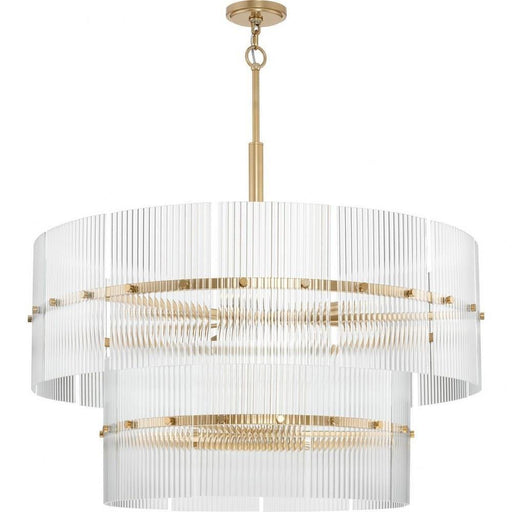 Progress Lighting Seville Collection 9-Light Chandelier Soft Gold Finish Clear Ribbed Glass (P400390-205)
