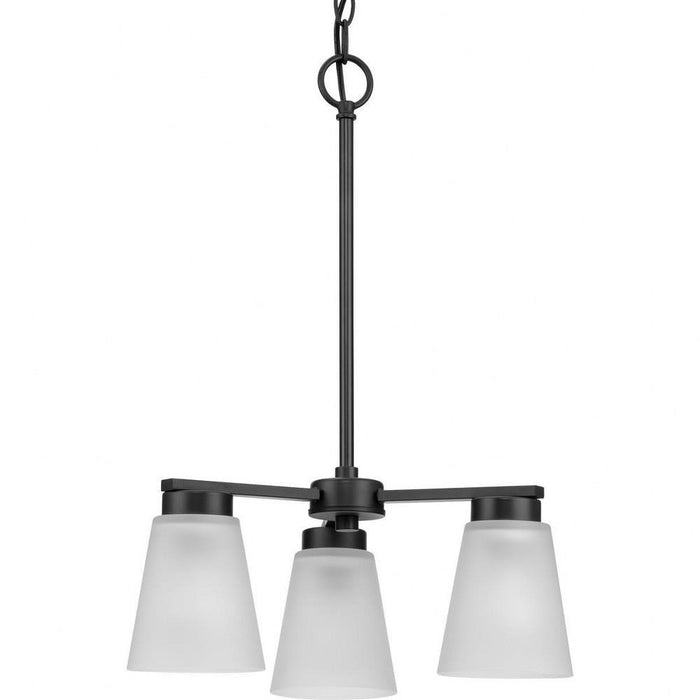 Progress Lighting Tanner Collection 3-Light Chandelier Matte Black Finish Etched Glass (P400400-31M)