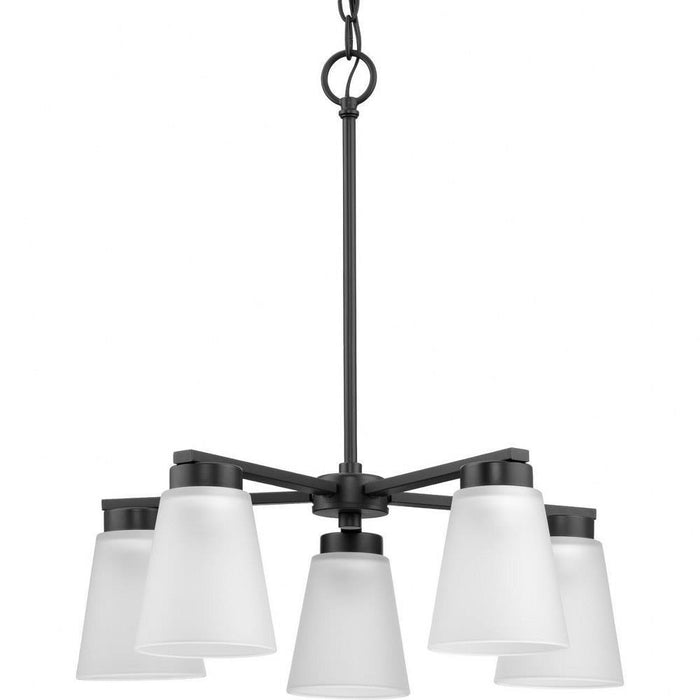 Progress Lighting Tanner Collection 5-Light Chandelier Matte Black Finish Etched Glass (P400401-31M)