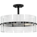 Progress Lighting Seville Collection 4-Light Contemporary Pendant Matte Black Finish Clear Ribbed Glass (P500456-31M)