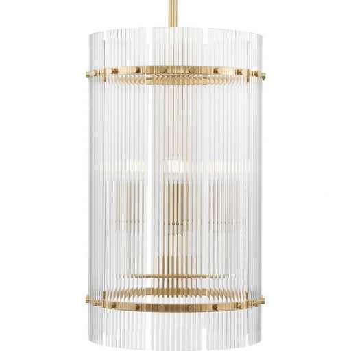 Progress Lighting Seville Collection 6-Light Foyer Light Soft Gold Finish Clear Ribbed Glass (P500457-205)