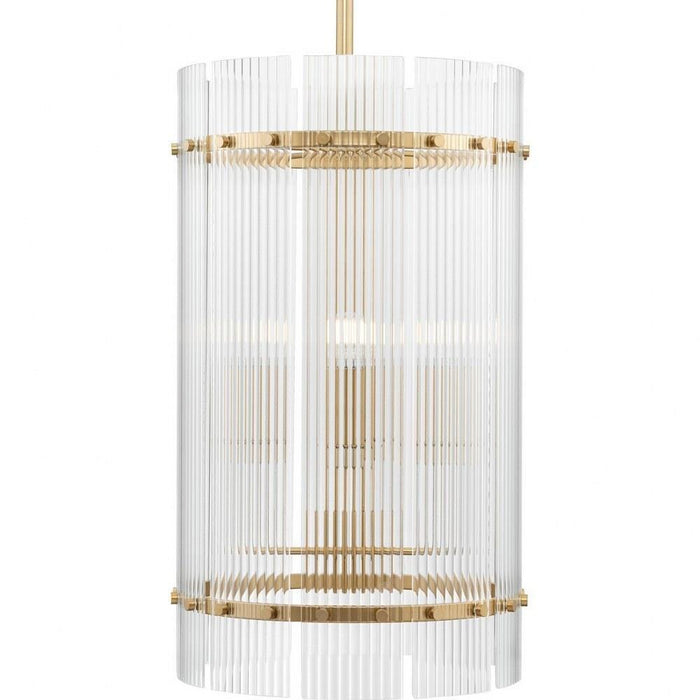 Progress Lighting Seville Collection 6-Light Foyer Light Soft Gold Finish Clear Ribbed Glass (P500457-205)