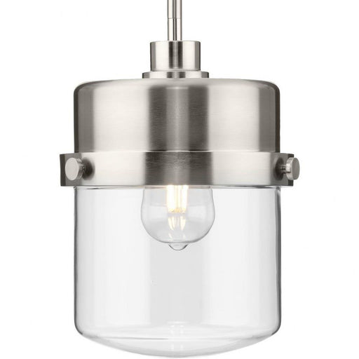 Progress Lighting Beckner Collection 1-Light Urban Industrial Pendant Brushed Nickel Finish Clear Glass (P500471-009)
