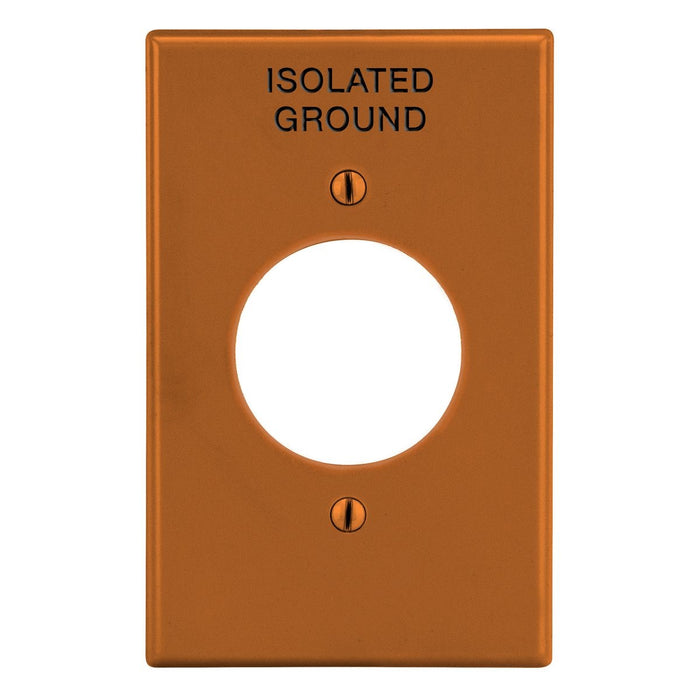 Bryant Wall Plate 1-Gang 1.60 Inch Opening Orange Isolated Ground (P720OIG)