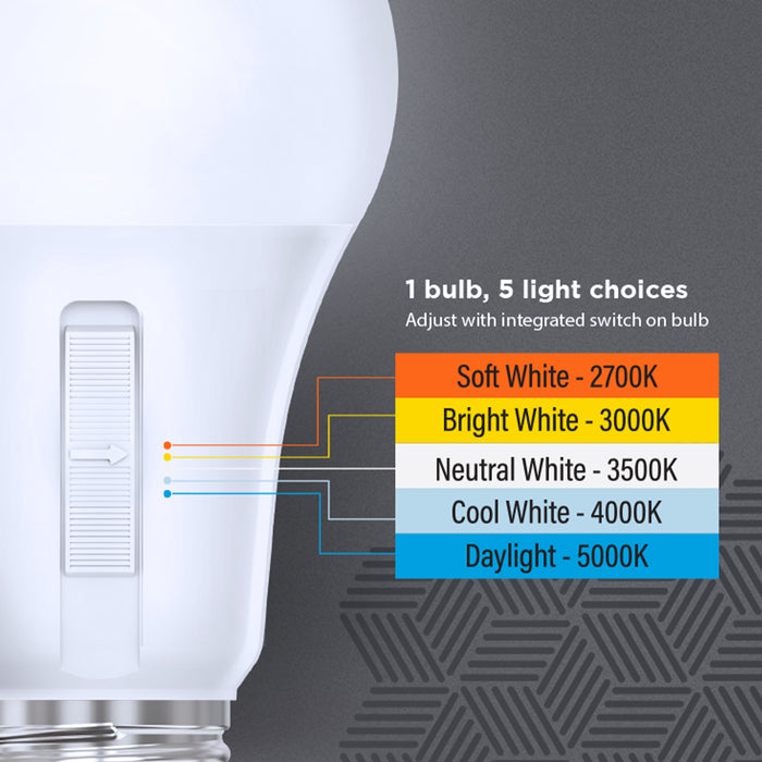 Feit Electric 16.5W [100W Equivalent] Adjustable White Dusk To Dawn LED Bulb CCT Selectable 2700K/3000K/3500K/4000K/5000K (OM100/5CCTCA/DD/LEDI)