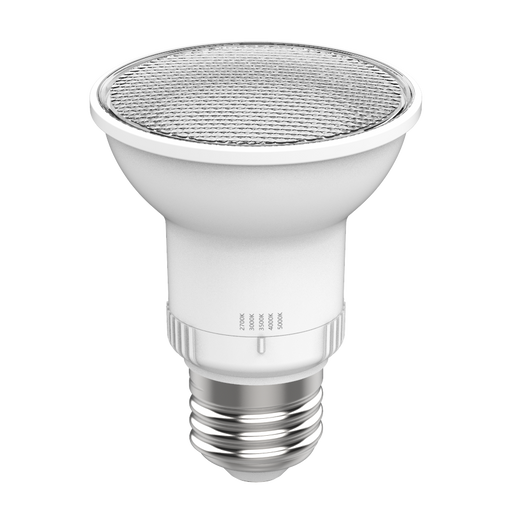 RAB 5W LED PAR20 Lamp E26 Base CCT Selectable 2700K/3000K/3500K/4000K/5000K 25 Degree Beam Angle 90 CRI Frosted (PAR20FA-5.5-9CCT-25D-DIM)