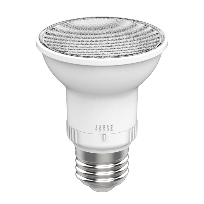 RAB 5W LED PAR20 Lamp E26 Base CCT Selectable 2700K/3000K/3500K/4000K/5000K 40 Degree Beam Angle 90 CRI Frosted (PAR20FA-5.5-9CCT-40D-DIM)