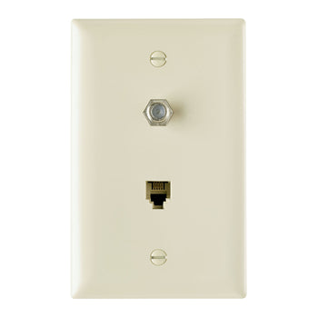 Pass And Seymour 1 Telephone F Type Coax In 1-Gang Plate (TPTELTVBK)