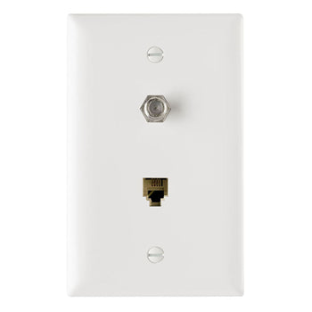 Pass And Seymour 1 Telephone F Type Coax In 1-Gang Thermoplastic Plate White (TPTELTVW)