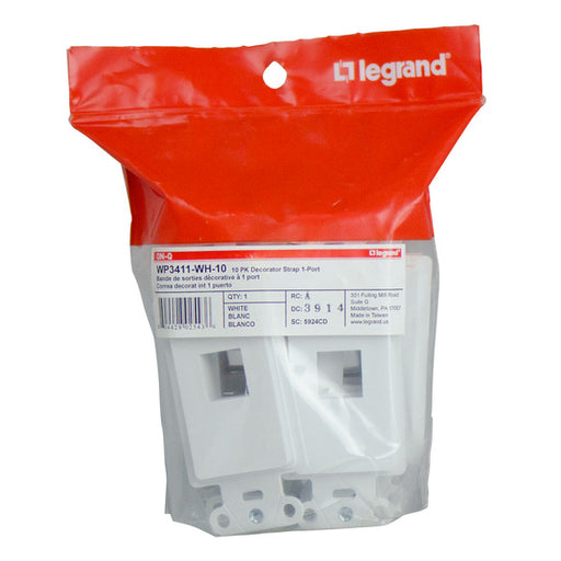Pass And Seymour 10 Pack Decorator Strap 1-Port White (WP3411WH10)