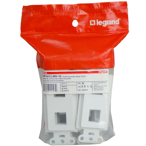 Pass And Seymour 10 Pack Decorator Strap 2-Port White (WP3412WH10)