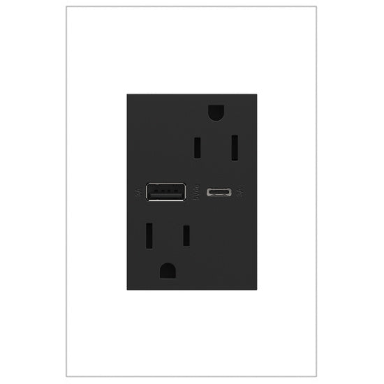 Pass And Seymour 15A 125V Duplex Tamper-Resistant Receptacle And Dual USB Type AC 6A Graphite (ARTRUSB156ACG4)