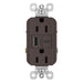 Pass And Seymour 15A 125V Duplex Tamper-Resistant Receptacle And USBA-USBC 3.1A Brown (TR15USBAC)