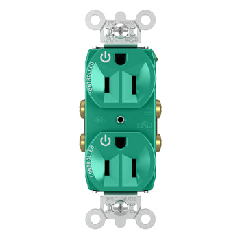 Pass And Seymour 15A Dual-Controlled Duplex Receptacle Green (5262CDGN)