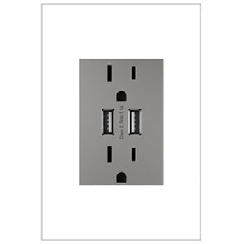 Pass And Seymour 15A Duplex Outlet With Dual USB Magnesium (ARTRUSB153M4)