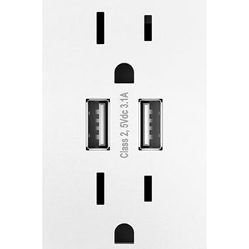 Pass And Seymour 15A Duplex Outlet With Dual USB White (ARTRUSB153W4)