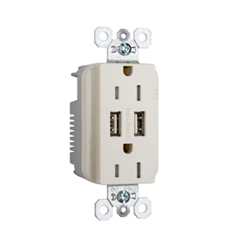 Pass And Seymour 15A Duplex Receptacle Tamper-Resistant Spec With 3.1A USB Charger (TR5262USBLA)