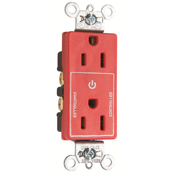 Pass And Seymour 15A Half Controlled Decorator Receptacle Red (26252CHRED)