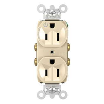 Pass And Seymour 15A Half Controlled Duplex Receptacle Ivory (5262CHI)