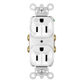 Pass And Seymour 15A Half Controlled Duplex Receptacle White (5262CHW)