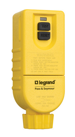 Pass and Seymour 15A Portable GFCI Right Angle Plug Manual Reset Self-Test  (1597CMM)