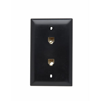 Pass And Seymour 2 Telephone 4 Conductor 1-Gang Thermoplastic Plate Black (TPTE2BK)