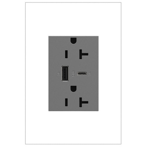 Pass And Seymour 20A 125V Duplex Tamper-Resistant Receptacle And Dual USB Type AC 6A Magnesium (ARTRUSB206ACM4)