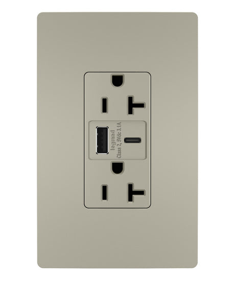 Pass And Seymour 20A 125V Duplex Tamper-Resistant Receptacle And USBA-USBC 3.1A Nickel (TR20USBACNI)