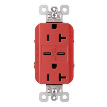 Pass And Seymour 20A 125V Tamper-Resistant Receptacle And 2 USBC Fast Charge Red (TR20USBCC6RED)